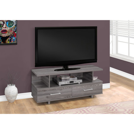 Monarch Specialties Tv Stand, 48 Inch, Console, Storage Cabinet, Living Room, Bedroom, Laminate, Grey I 2608